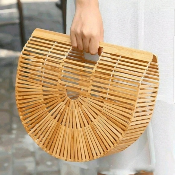 Sale💖Handmade Woven Bamboo Beach Bag Purse🆕️ - Picture 2 of 8